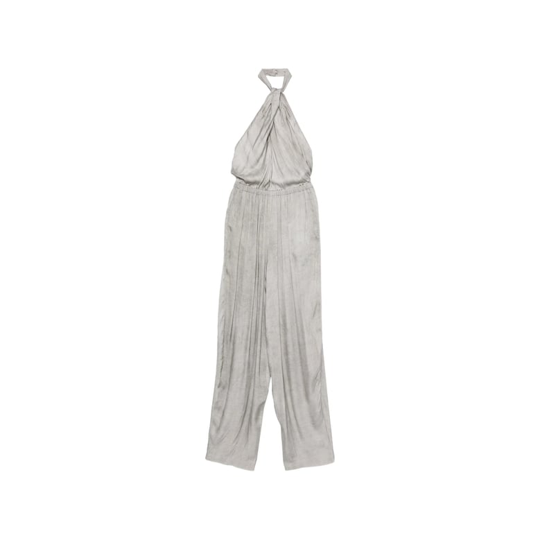 oyster grey halterneck jumpsuit by Selfnex