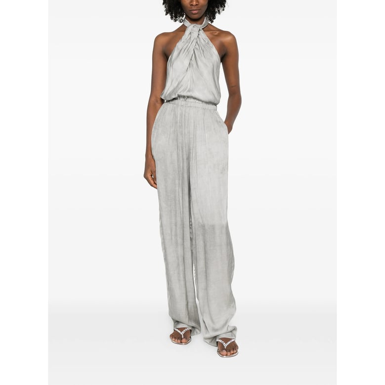oyster grey halterneck jumpsuit by Selfnex