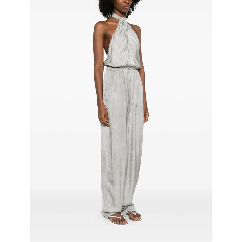 oyster grey halterneck jumpsuit by Selfnex
