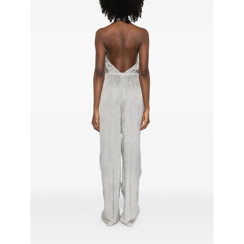 oyster grey halterneck jumpsuit by Selfnex