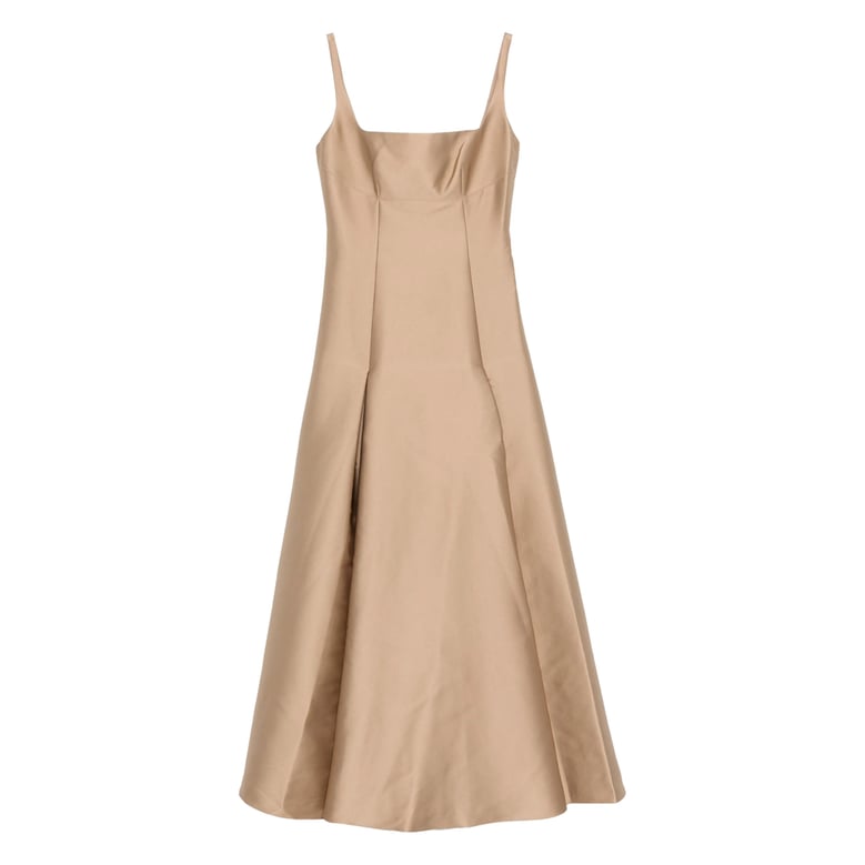 gold pleated a-line dress by Selfnex