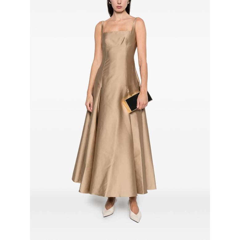 gold pleated a-line dress by Selfnex