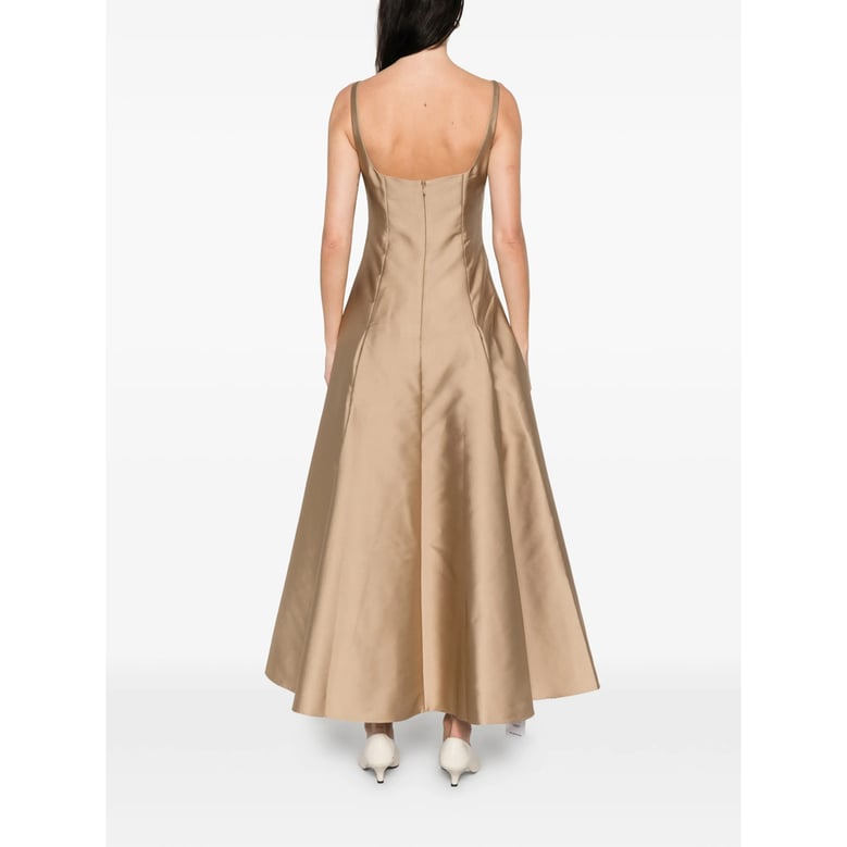 gold pleated a-line dress by Selfnex