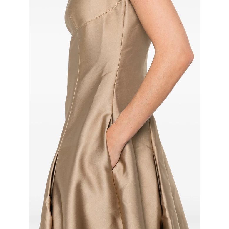 gold pleated a-line dress by Selfnex