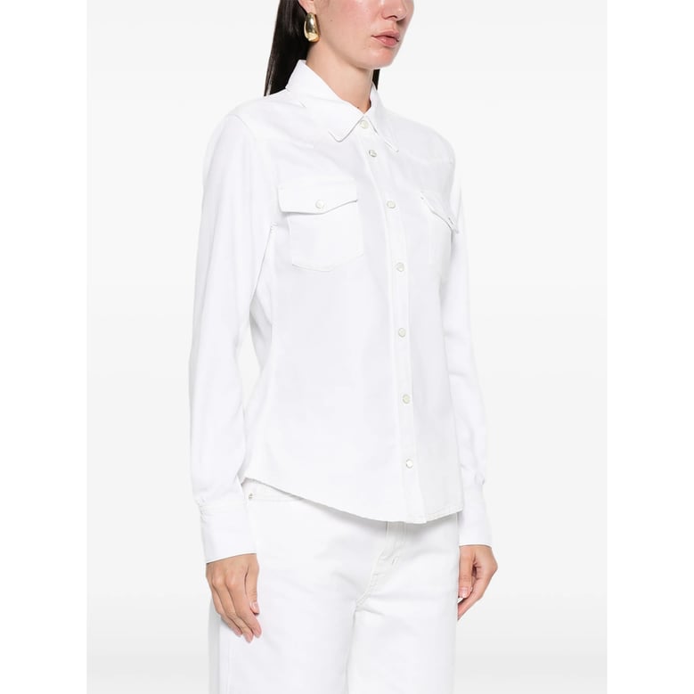 button fastening beige shirt with chest pockets by Selfnex