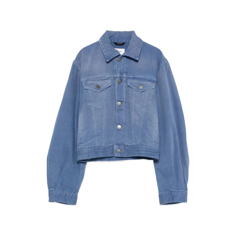 light blue cropped outerwear with button closure by Selfnex