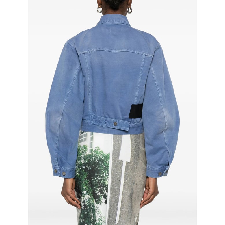 light blue cropped outerwear with button closure by Selfnex