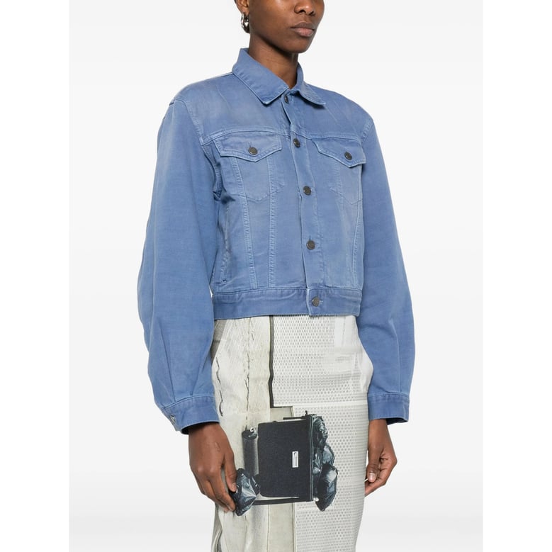 light blue cropped outerwear with button closure by Selfnex