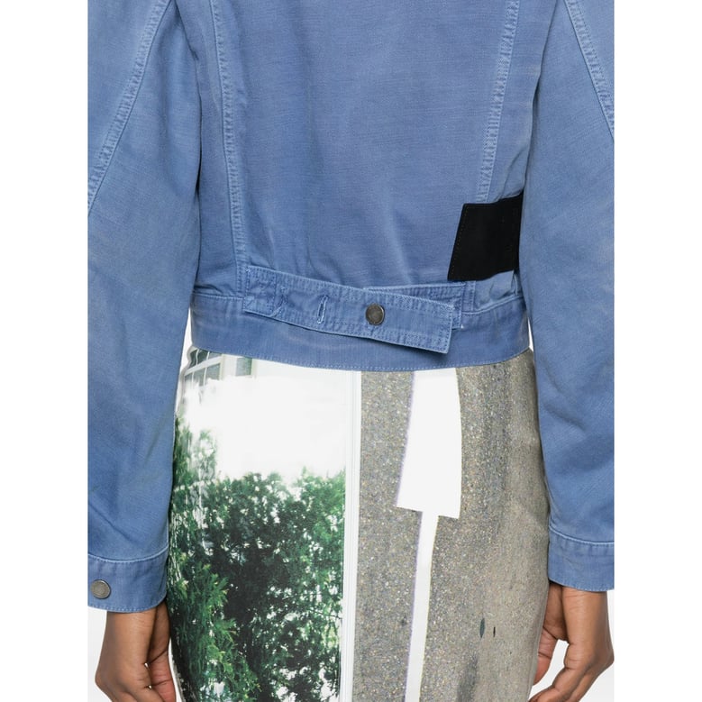 light blue cropped outerwear with button closure by Selfnex