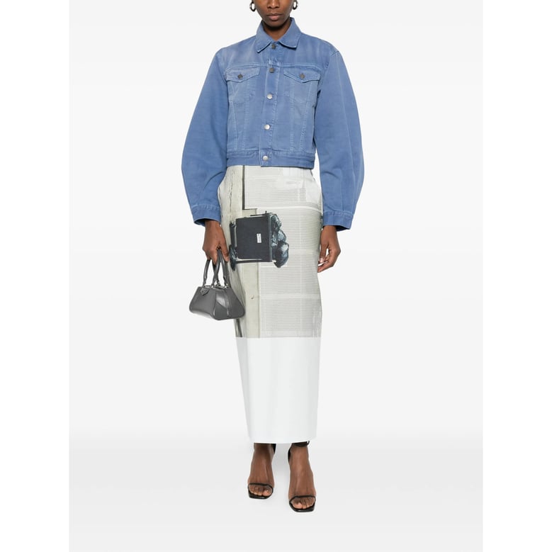 light blue cropped outerwear with button closure by Selfnex