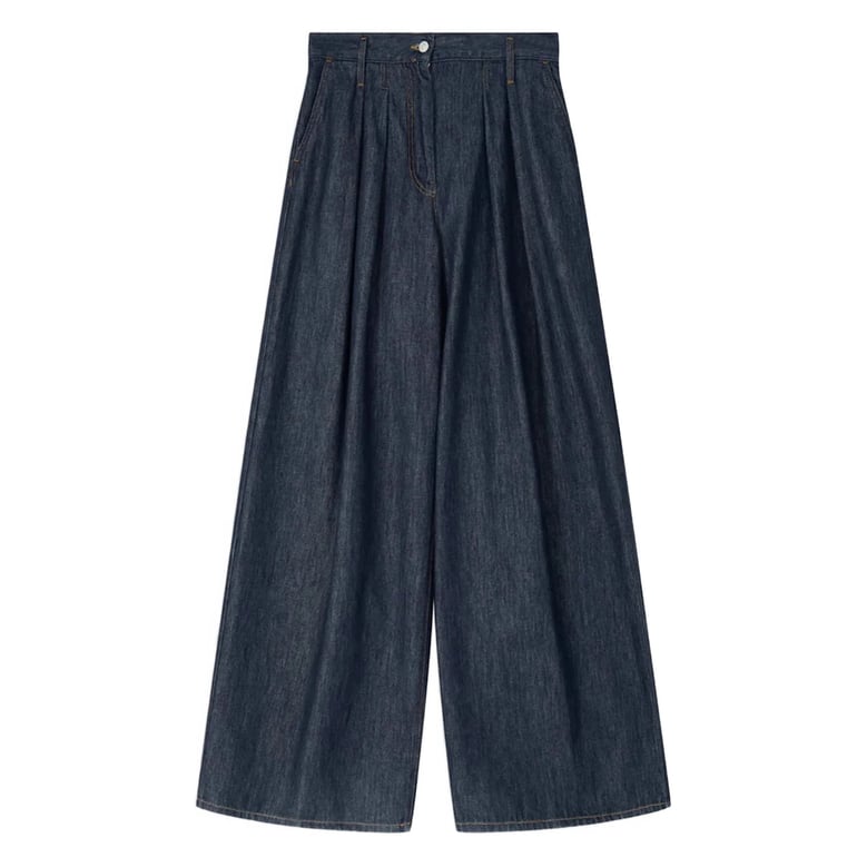 wide leg jeans with pleat detailing by Selfnex