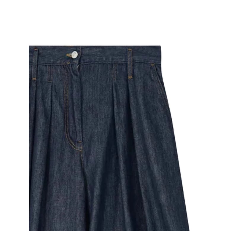 wide leg jeans with pleat detailing by Selfnex