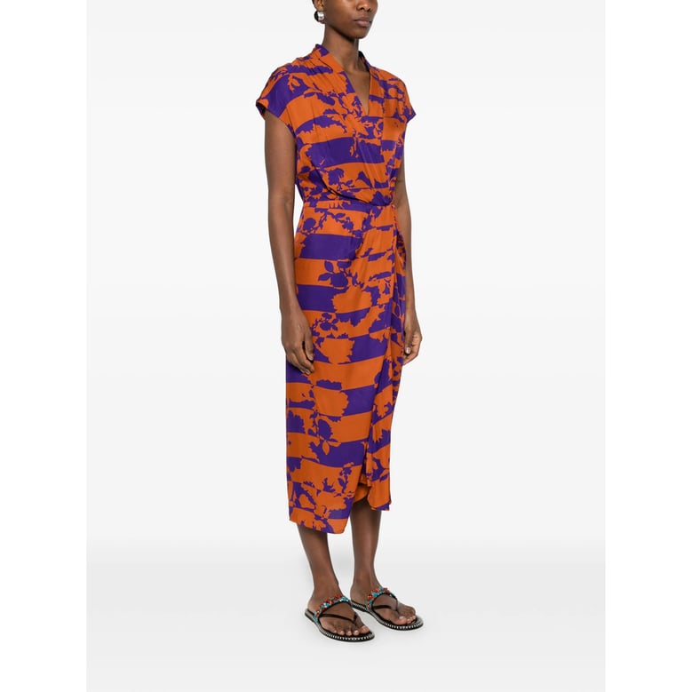 dress v-neck floral print orange/purple by Selfnex