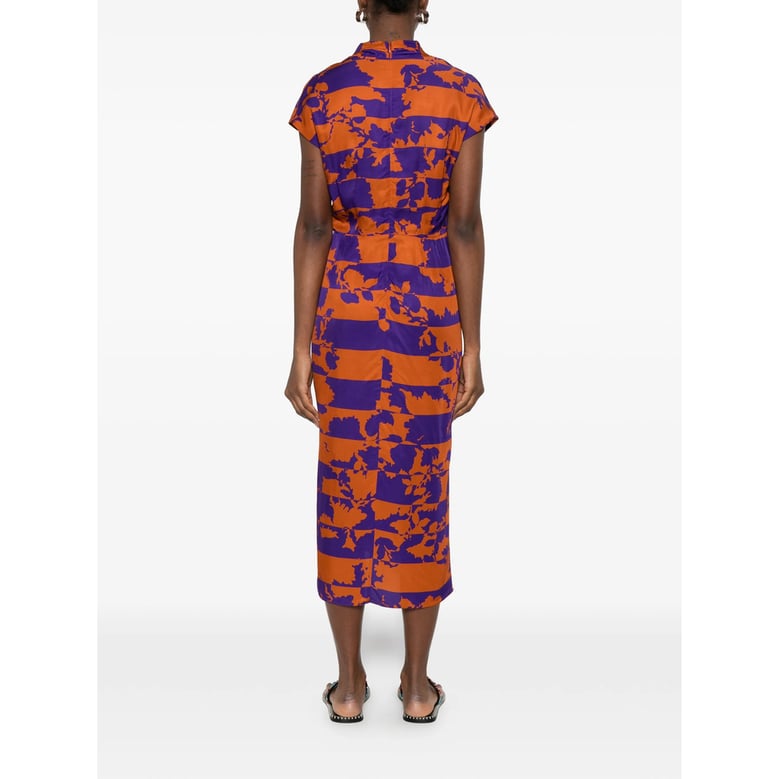 dress v-neck floral print orange/purple by Selfnex