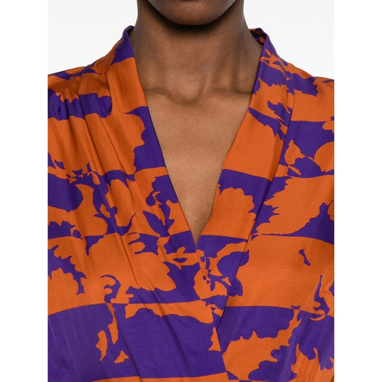 dress v-neck floral print orange/purple by Selfnex