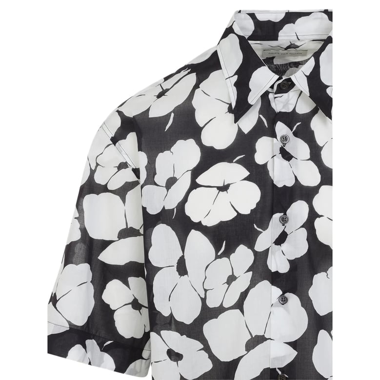 shirt black/white floral print by Selfnex