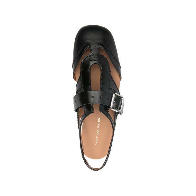 t-bar sandals black calf leather by Selfnex