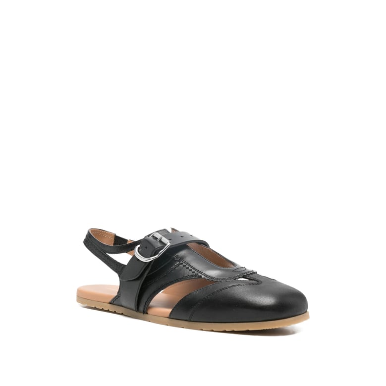 t-bar sandals black calf leather by Selfnex