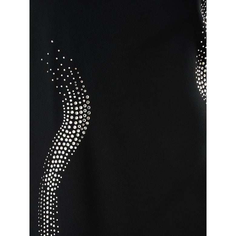 one-shoulder black dress with draped sleeve by Selfnex