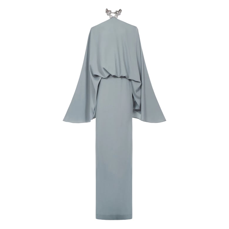off-shoulder blue crystal embellished dress by Selfnex