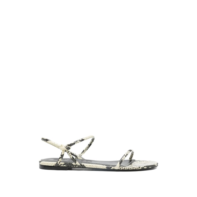 open toe strappy snakeskin print shoes by Selfnex