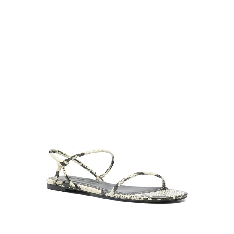 open toe strappy snakeskin print shoes by Selfnex