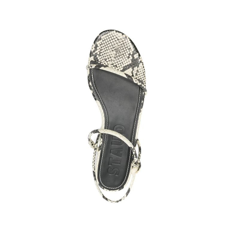 open toe strappy snakeskin print shoes by Selfnex