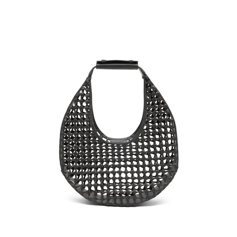 brown woven design top handle bag by Selfnex