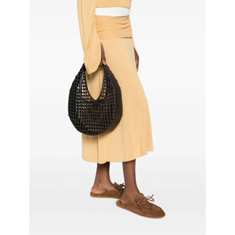 brown woven design top handle bag by Selfnex