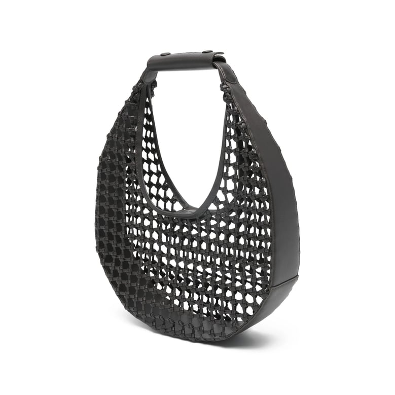 brown woven design top handle bag by Selfnex