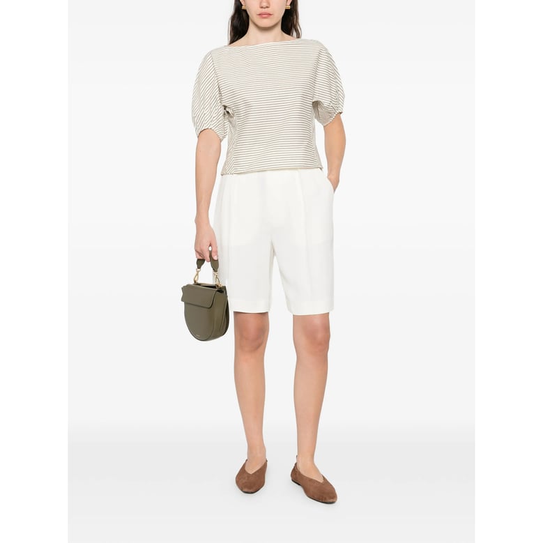 striped boat neck top by Selfnex