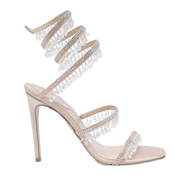 beige slip-on stiletto shoes by Selfnex