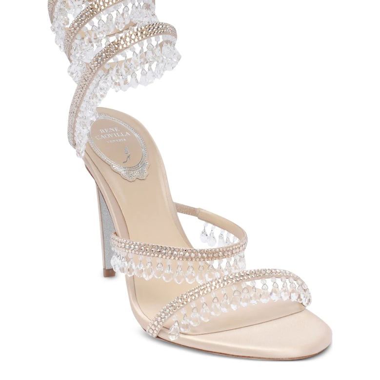 beige slip-on stiletto shoes by Selfnex