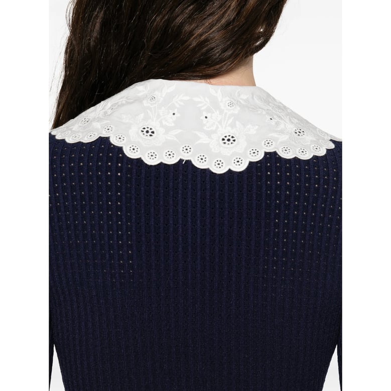 navy blue scalloped collar dress by Selfnex