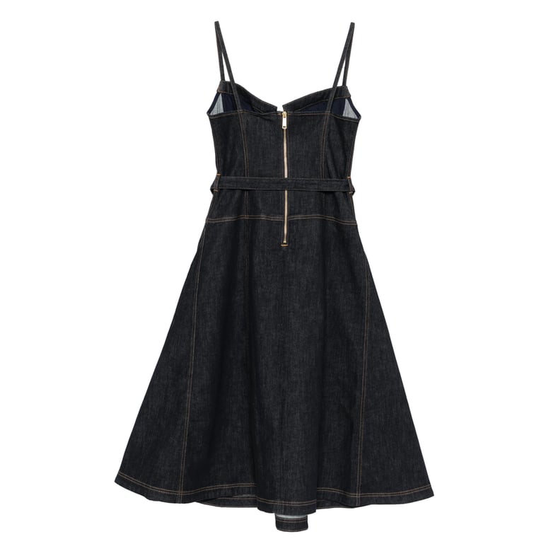 belted blue panelled dress by Selfnex