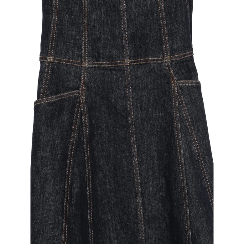 belted blue panelled dress by Selfnex