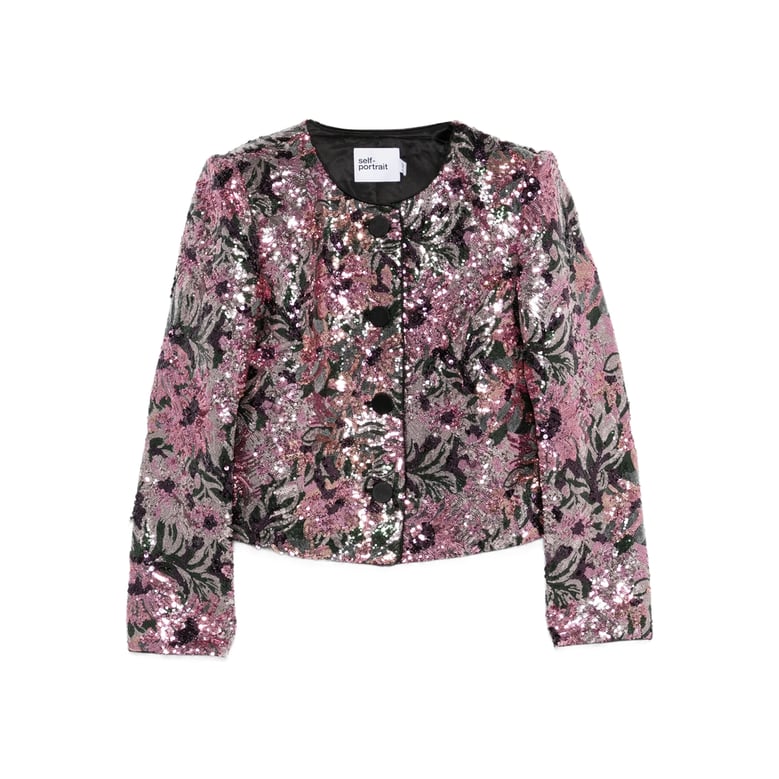 floral pattern sequin embellished outerwear by Selfnex