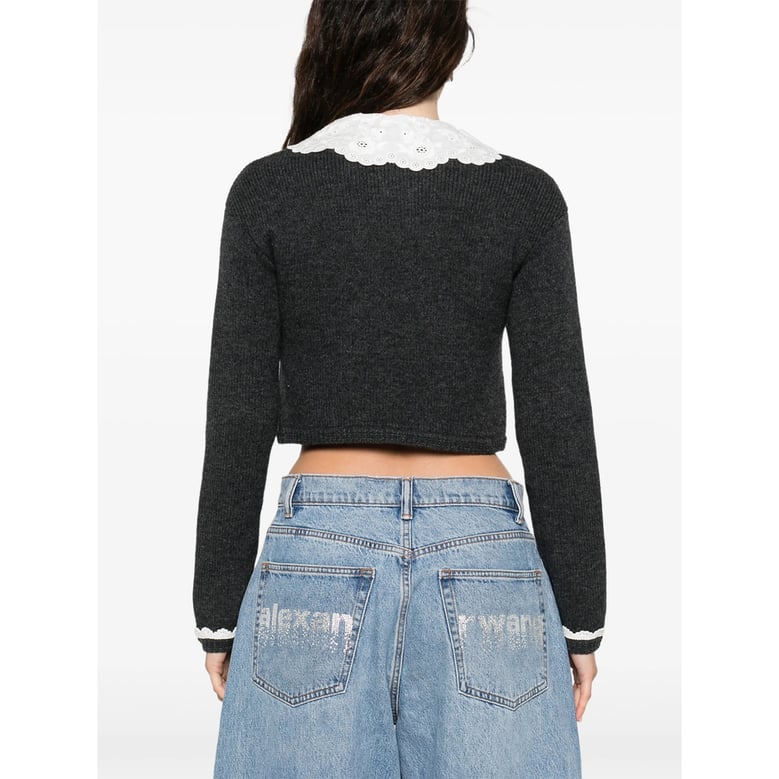 grey sweater with lace detailing by Selfnex