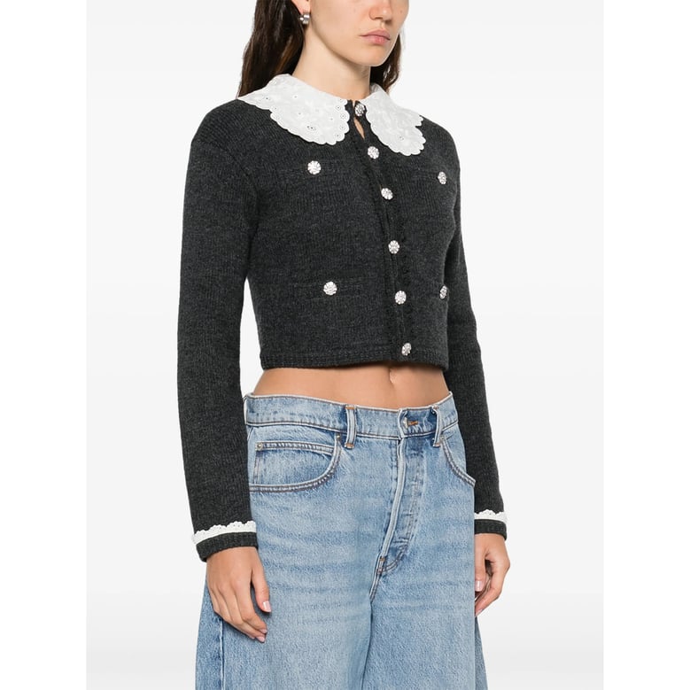 grey sweater with lace detailing by Selfnex