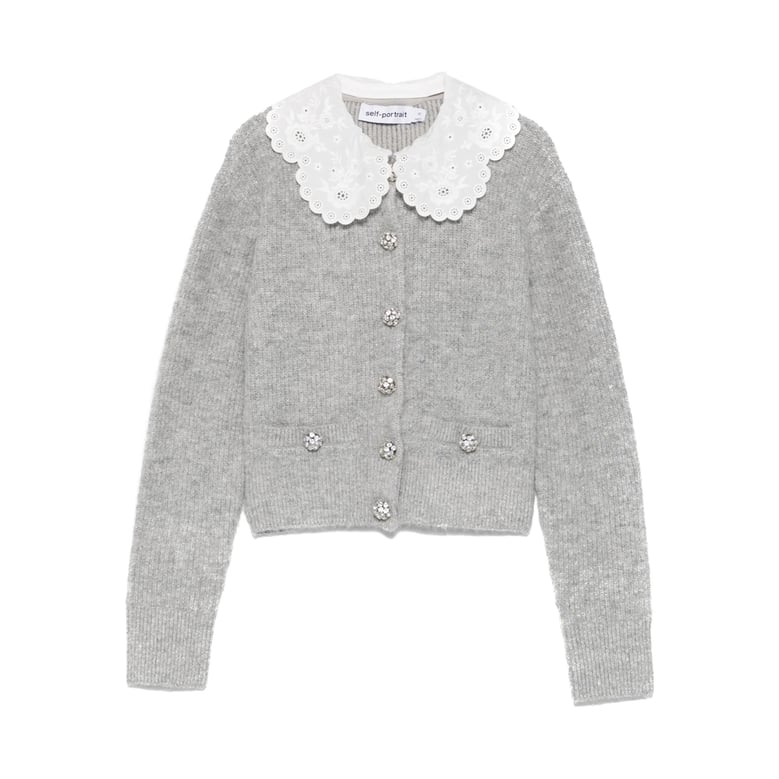 grey scalloped collar sweater by Selfnex