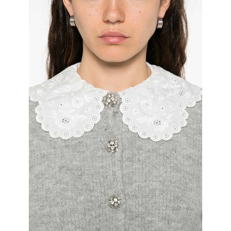 grey scalloped collar sweater by Selfnex