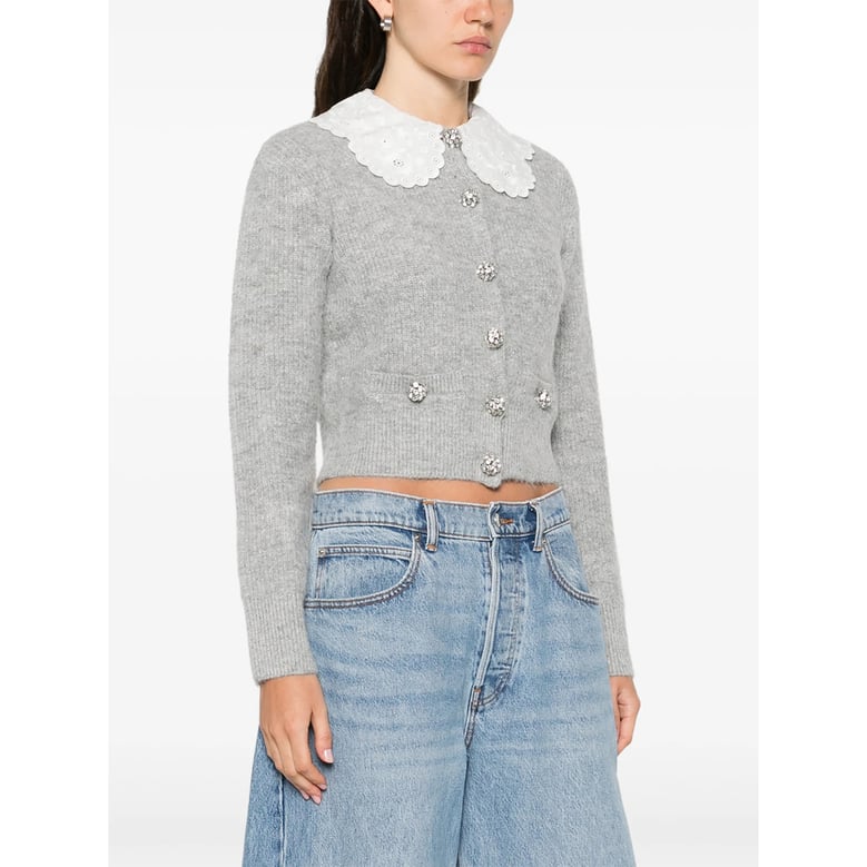 grey scalloped collar sweater by Selfnex