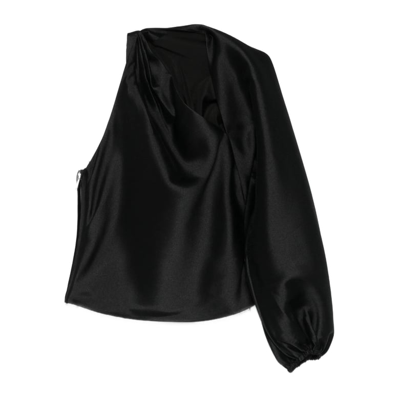 one shoulder asymmetric sleeve top by Selfnex
