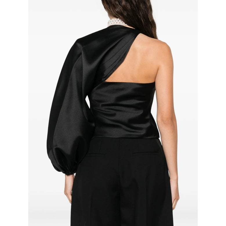 one shoulder asymmetric sleeve top by Selfnex