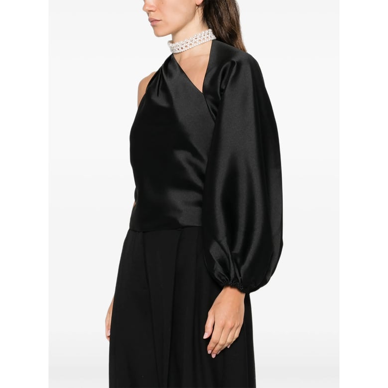 one shoulder asymmetric sleeve top by Selfnex
