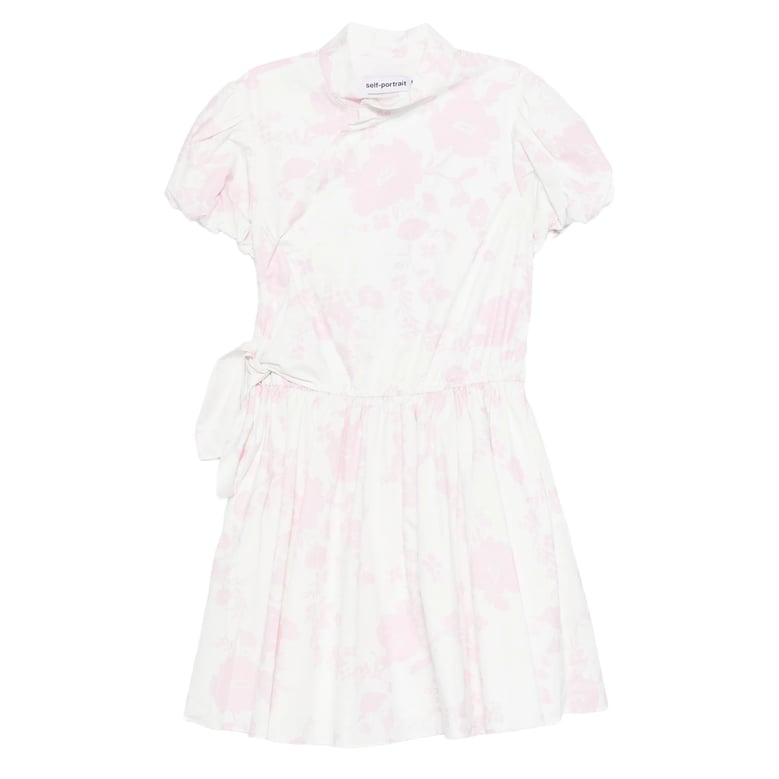 floral print dress with off-centre button fastening by Selfnex