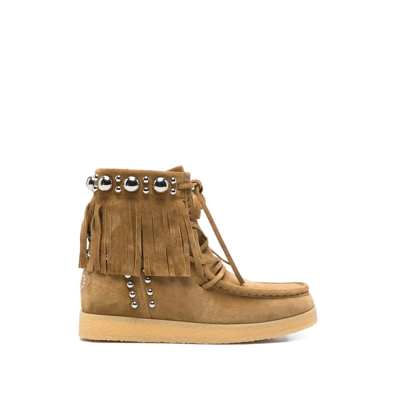 brown studded design flat shoes by Selfnex