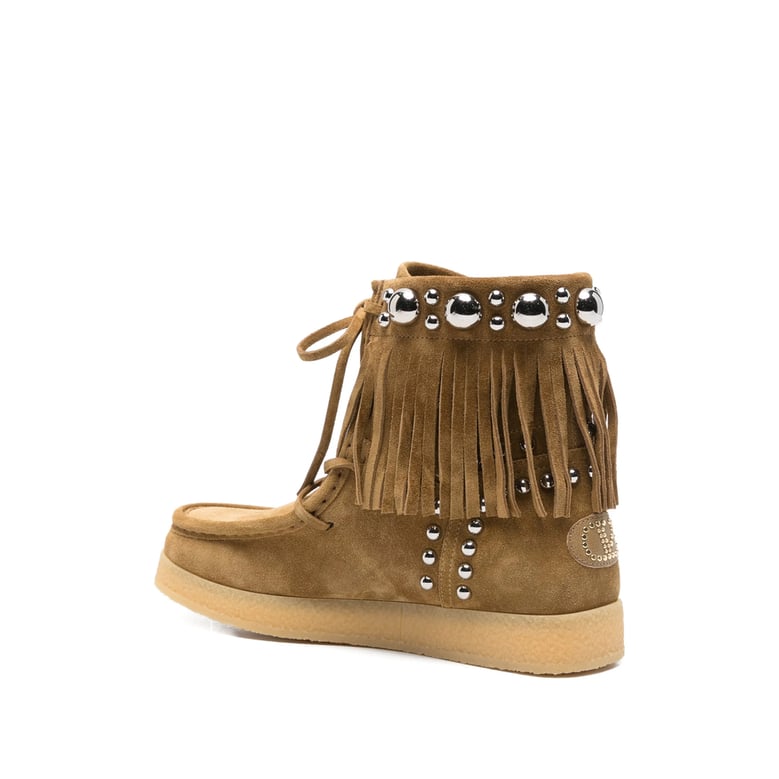 brown studded design flat shoes by Selfnex