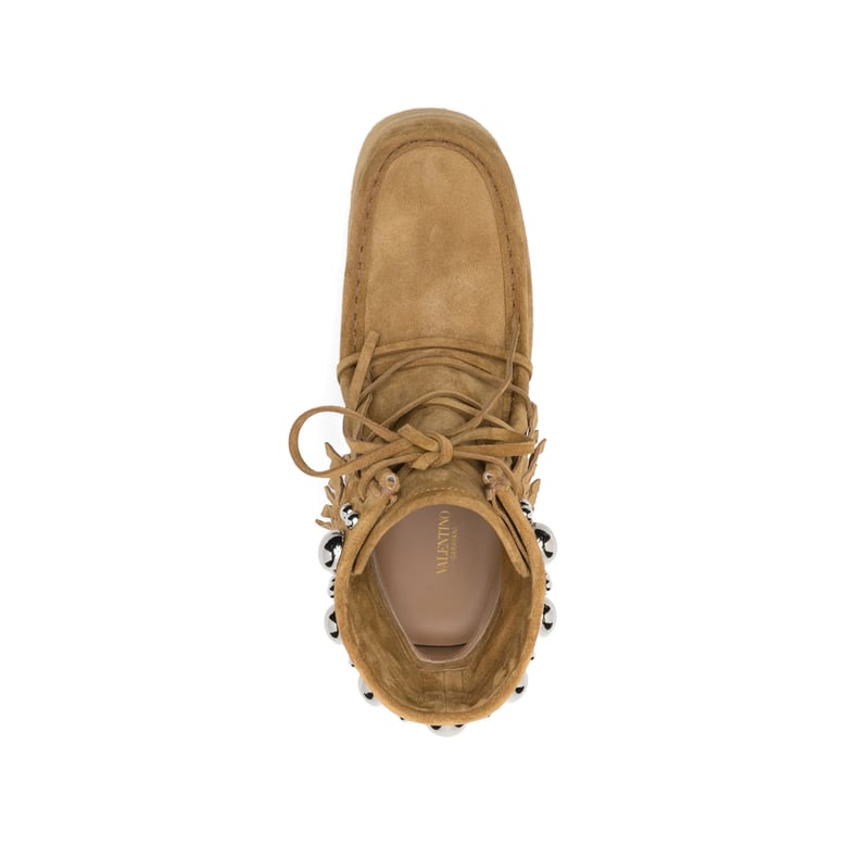 brown studded design flat shoes by Selfnex