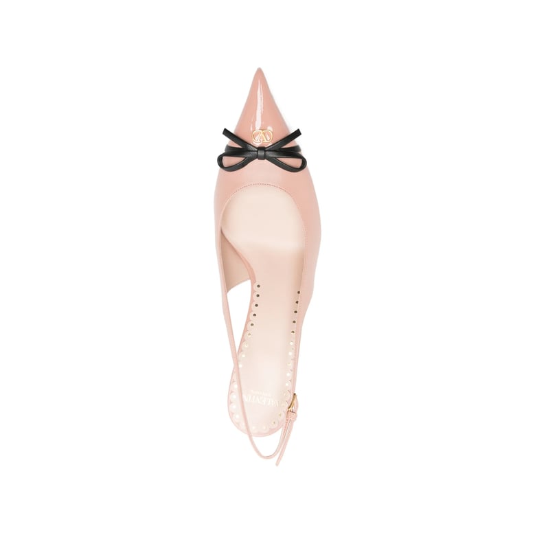 pink slingback stiletto heels with bow detail by Selfnex